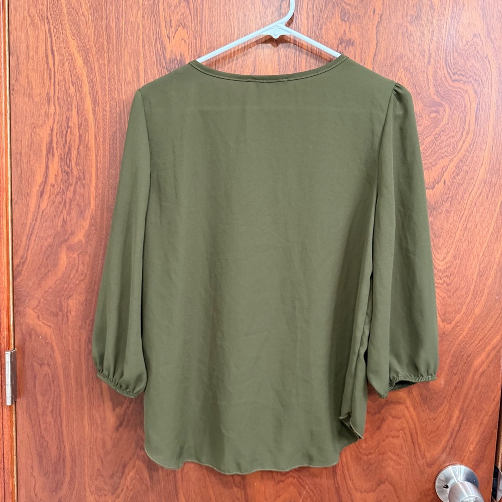 Top Fashion New York Olive Green Blouse Long Sleeve Chain Detail Plus Size - Picture 4 of 7